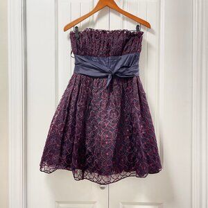 Betsey Johnson Gothic Strapless Prom Dress Black Burgundy - US 8